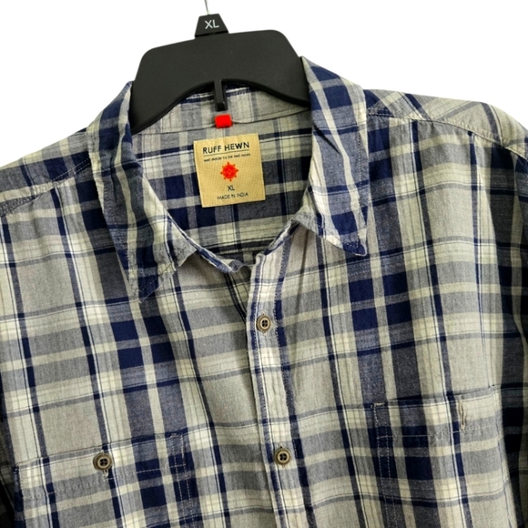Ruff Hewn Mens Cotton Long Sleeve Button Up Plaid Shirt Size XL - Picture 3 of 6
